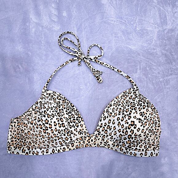 VICTORIAS SECRET Swim Adjustable Bralette Bikini Top Brown Leopard Women Large - Picture 2 of 5